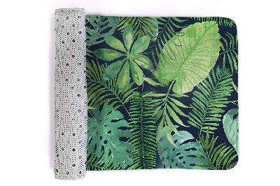Tapete Folhas tropicais verdes sobre um fundo escuro