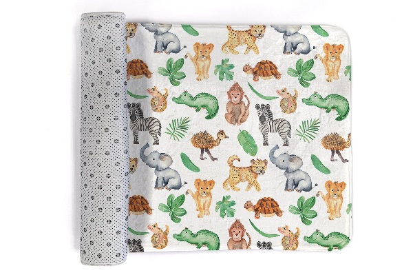 Tapete cozinha Animais de safari e folhas tropicais