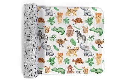Tapete cozinha Animais de safari e folhas tropicais