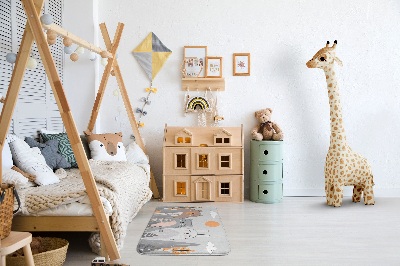 Tapete Urso, gato e coelho na floresta