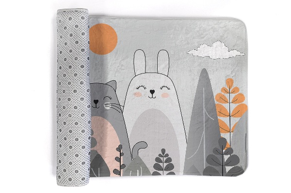 Tapete Urso, gato e coelho na floresta