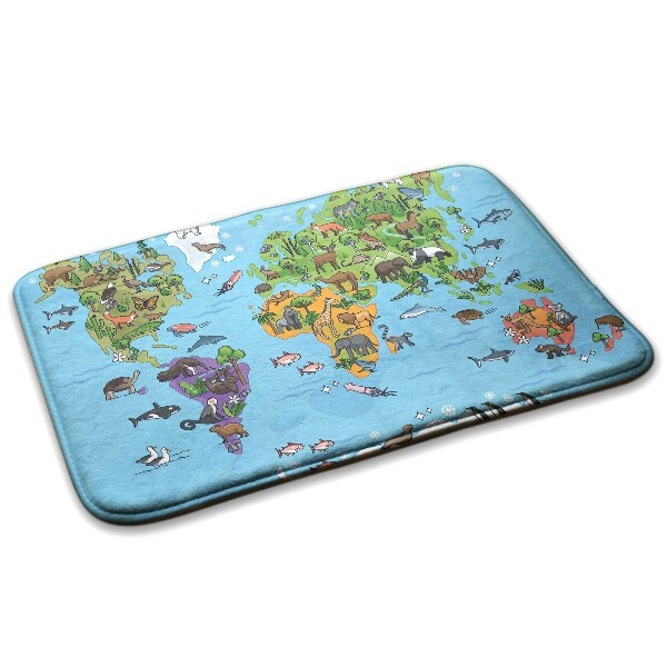 Tapete cozinha Animais num mapa-mundo