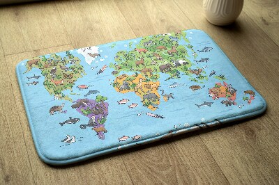 Tapete cozinha Animais num mapa-mundo