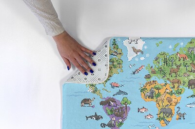 Tapete cozinha Animais num mapa-mundo