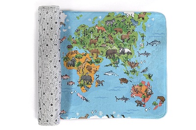 Tapete cozinha Animais num mapa-mundo