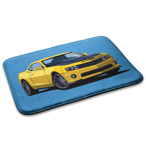 Tapete Carro desportivo amarelo sobre um fundo azul