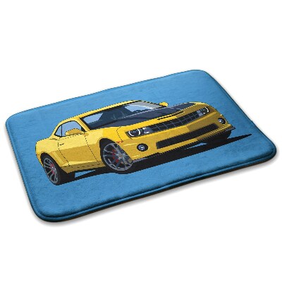 Tapete Carro desportivo amarelo sobre um fundo azul