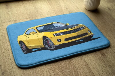 Tapete Carro desportivo amarelo sobre um fundo azul