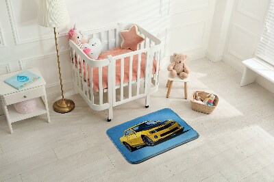 Tapete Carro desportivo amarelo sobre um fundo azul