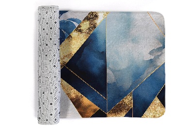 Tapete cozinha Padrão geométrico em tons de azul e dourado