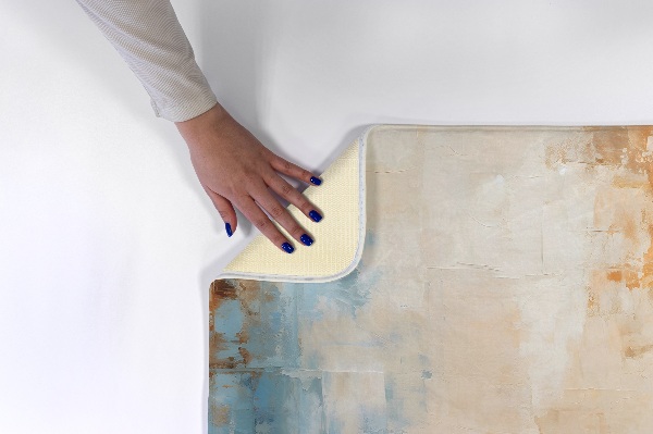 Tapete cozinha Padrão abstrato em tons de azul e laranja