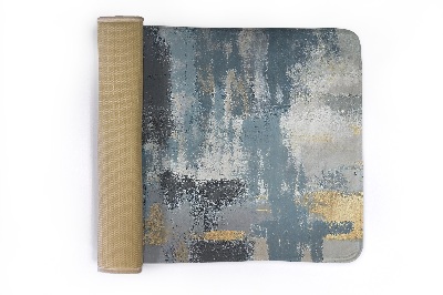 Carpete Manchas abstractas em tons de azul e dourado
