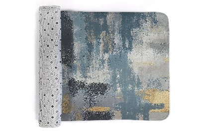 Carpete Manchas abstractas em tons de azul e dourado