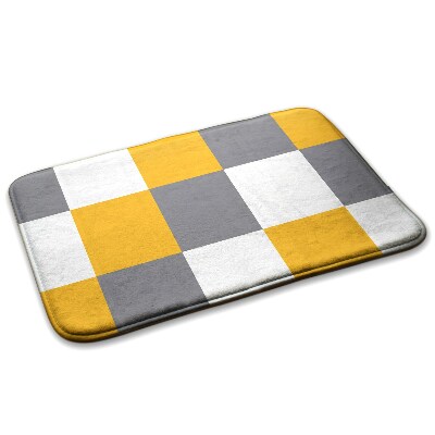 Tapete Xadrez amarelo-cinzento e branco