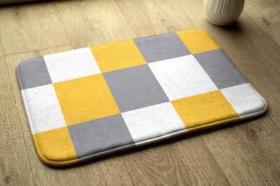 Tapete Xadrez amarelo-cinzento e branco