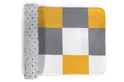 Tapete Xadrez amarelo-cinzento e branco