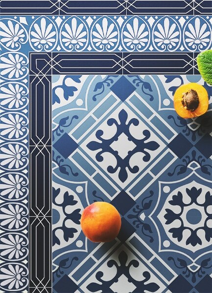 Tapete de vinil Talavera azul marinho