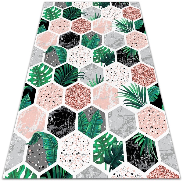 Tapete vinílico Hexágonos tropicais