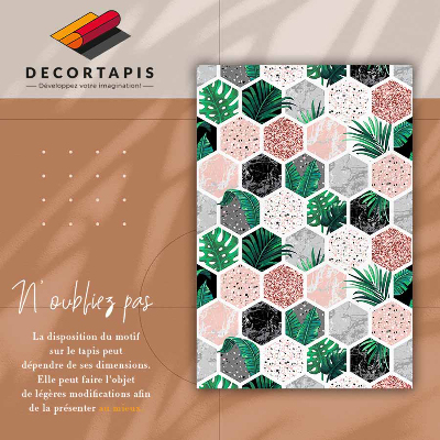 Tapete vinílico Hexágonos tropicais