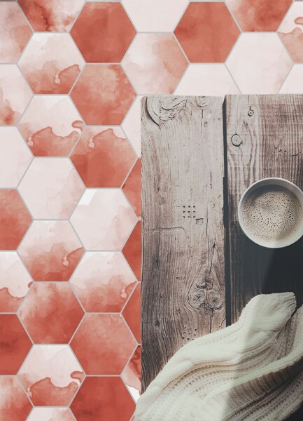 Tapete vinílico Hexágonos em aquarela