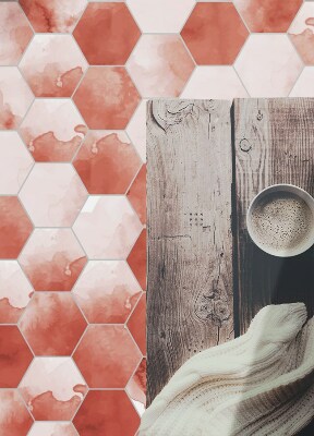 Tapete vinílico Hexágonos em aquarela