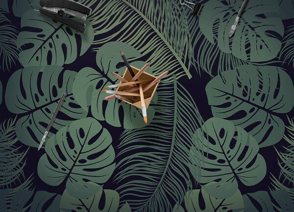 Tapete vinílico Folhas tropicais