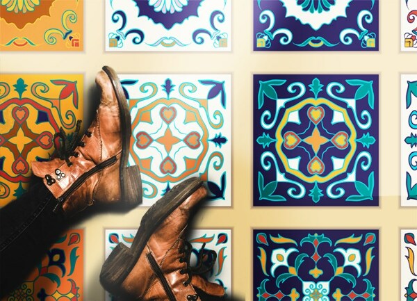 Tapete vinílico Azulejos gregos