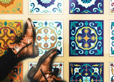Tapete vinílico Azulejos gregos