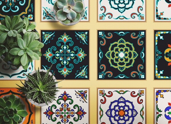Tapete de vinil Azulejos gregos
