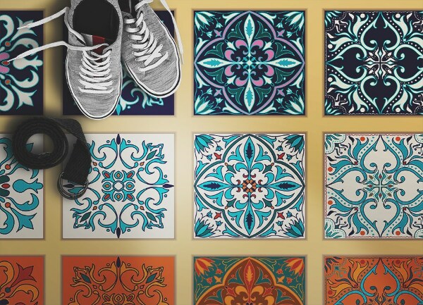 Tapete vinílico Azulejos gregos