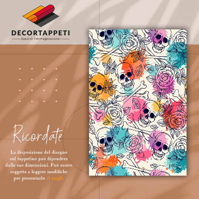 Tapete de vinil Caveiras e rosas
