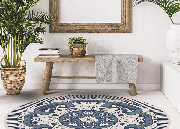 Tapete de vinil redondo mandala floral
