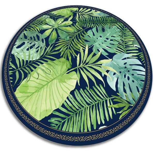 Tapete de vinil redondo folhas tropicais