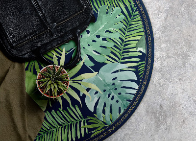 Tapete de vinil redondo folhas tropicais