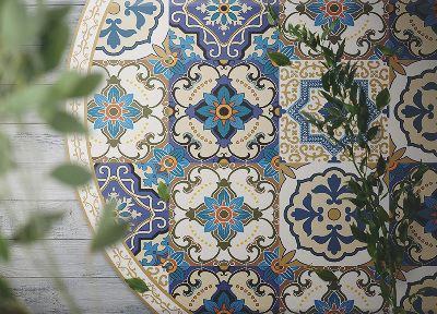 Tapete vinílico redondo Azulejos portugueses