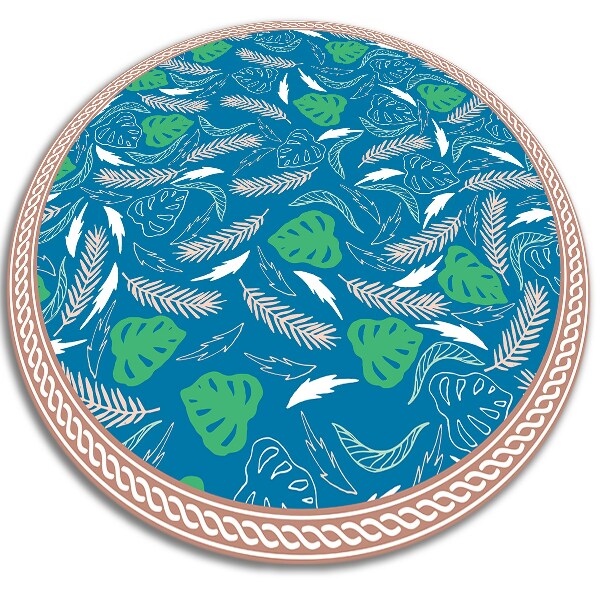 Tapete vinílico redondo folhas havaianas