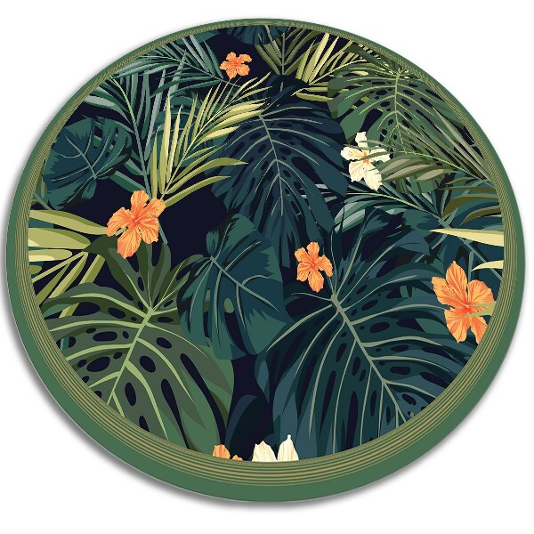 Tapete vinílico redondo folhas tropicais