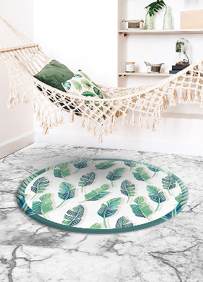 Tapete de vinil redondo para cozinha folhas tropicais