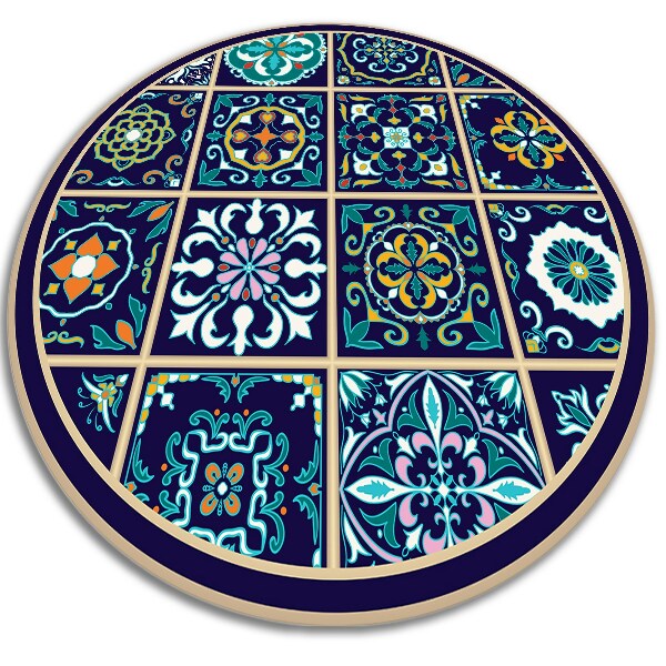 Tapete de vinil redondo para cozinha Azulejos portugueses