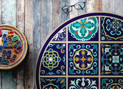 Tapete de vinil redondo para cozinha Azulejos portugueses