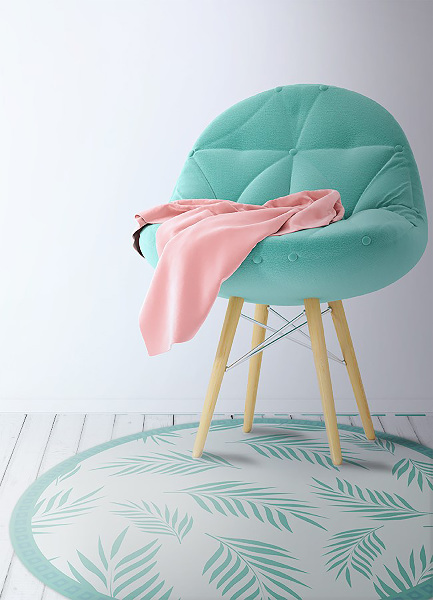 Tapete de vinil redondo para cozinha folhas havaianas