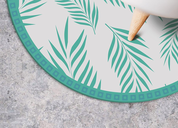 Tapete de vinil redondo para cozinha folhas havaianas