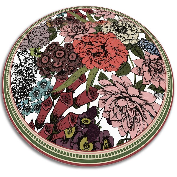 Tapete de vinil redondo para cozinha várias flores