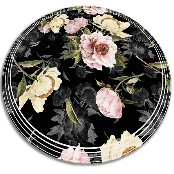 Tapete de vinil redondo rosas