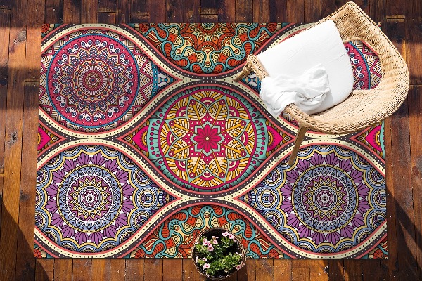Tapete de exterior grandes Mandala colorida