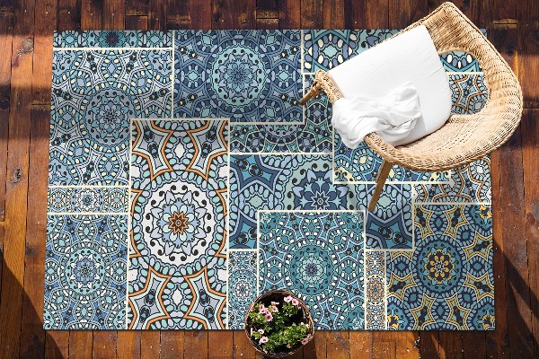 Carpete de exterior Retalhos de mandalas
