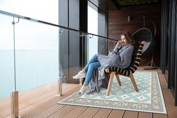 Carpete de exterior Azulejos e círculos