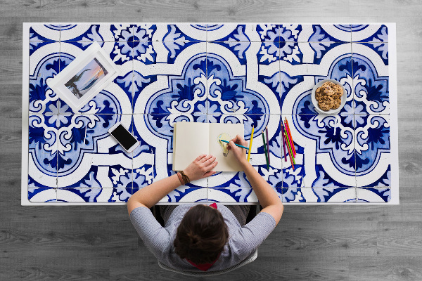 Tapete de secretária Azulejos azuis