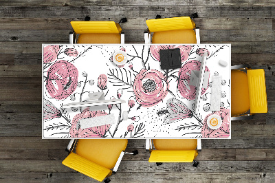 Tapete de secretária Arte de rosas pastel