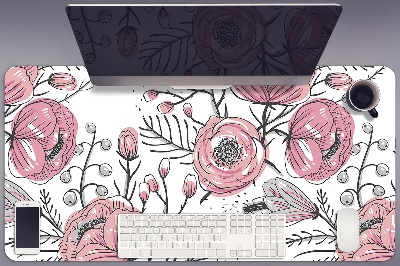 Tapete de secretária Arte de rosas pastel
